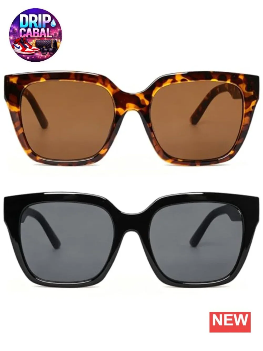 Oversized Square Sunglasses for Women Retro UV Protection 2 Pair Set
